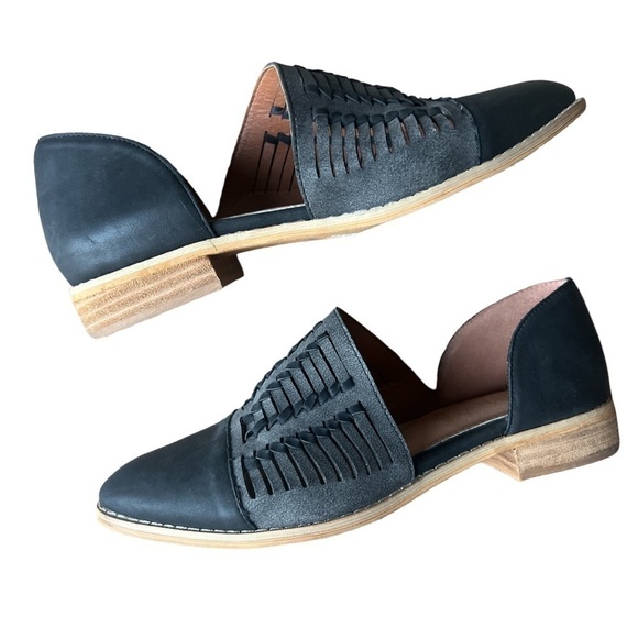 Mi.iM Womens Slate Gray Black Woven D’Orsay Slip On Leather Shoes Buckle, Size 7 - Picture 5 of 9